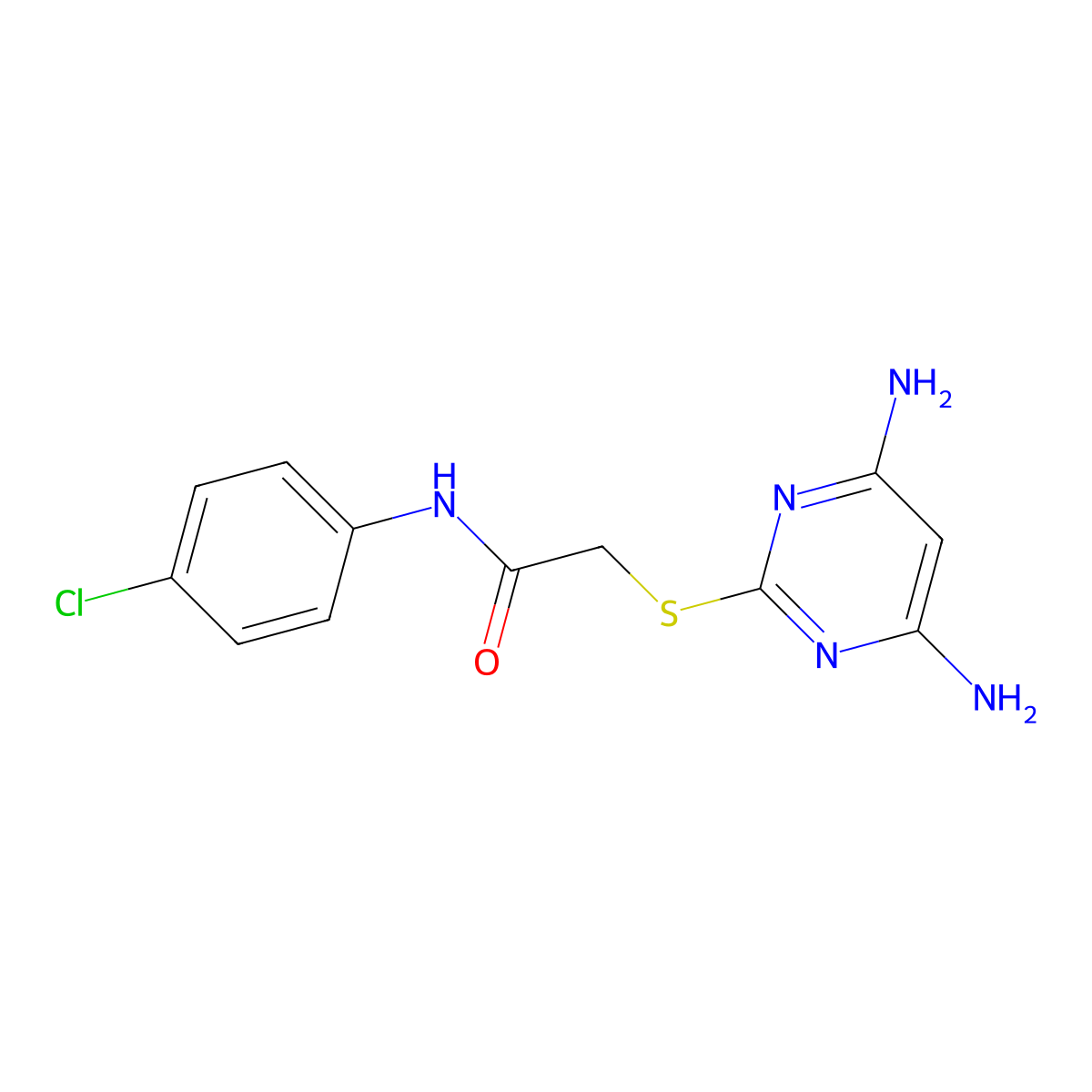N-(4-chlorophenyl)-2-[(4,6-diamino-2-pyrimidinyl)sulfanyl]acetamide molecular structure, CAS 313380-39-1