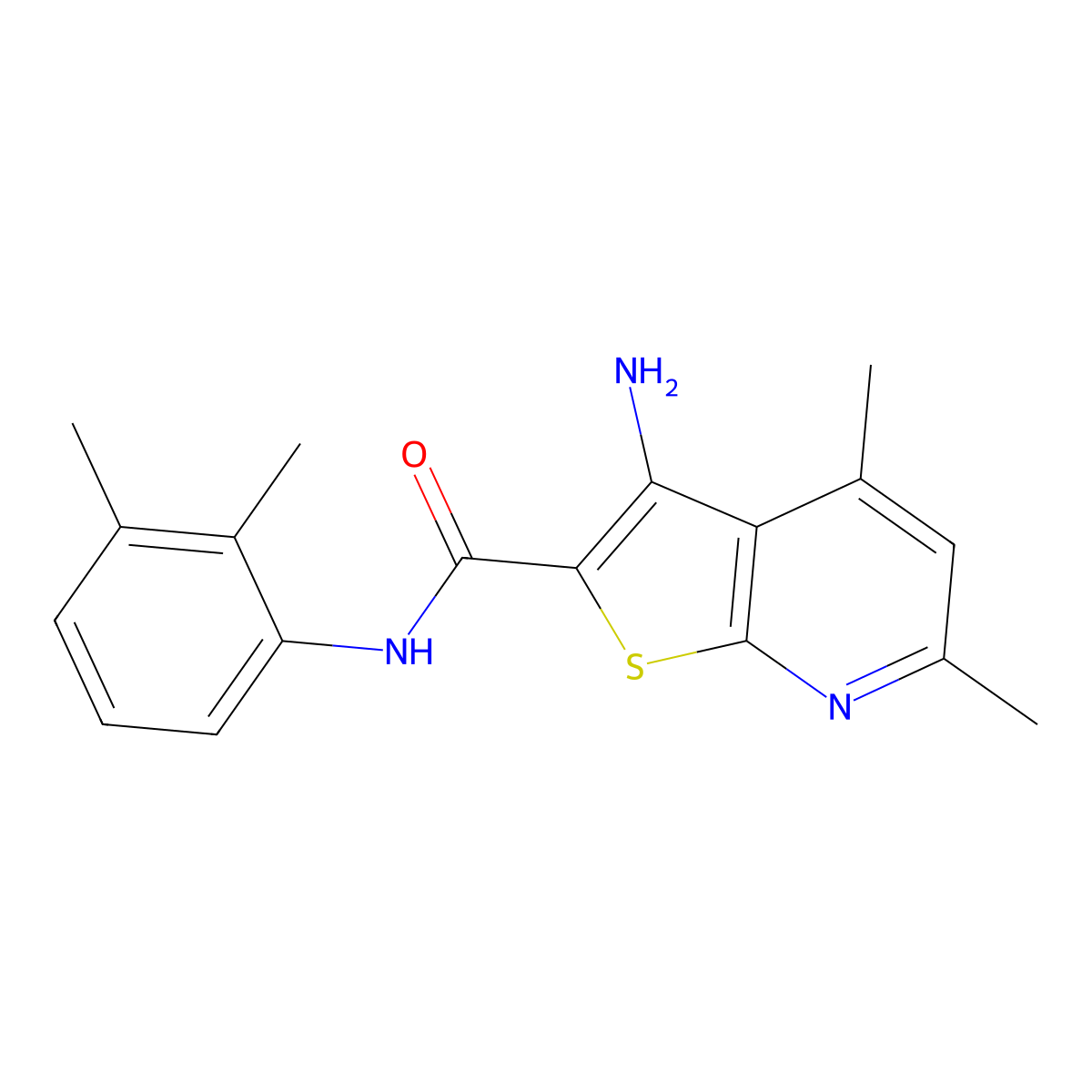 3-amino-N-(2,3-dimethylphenyl)-4,6-dimethylthieno[2,3-b]pyridine-2-carboxamide molecular structure, CAS 313380-40-4