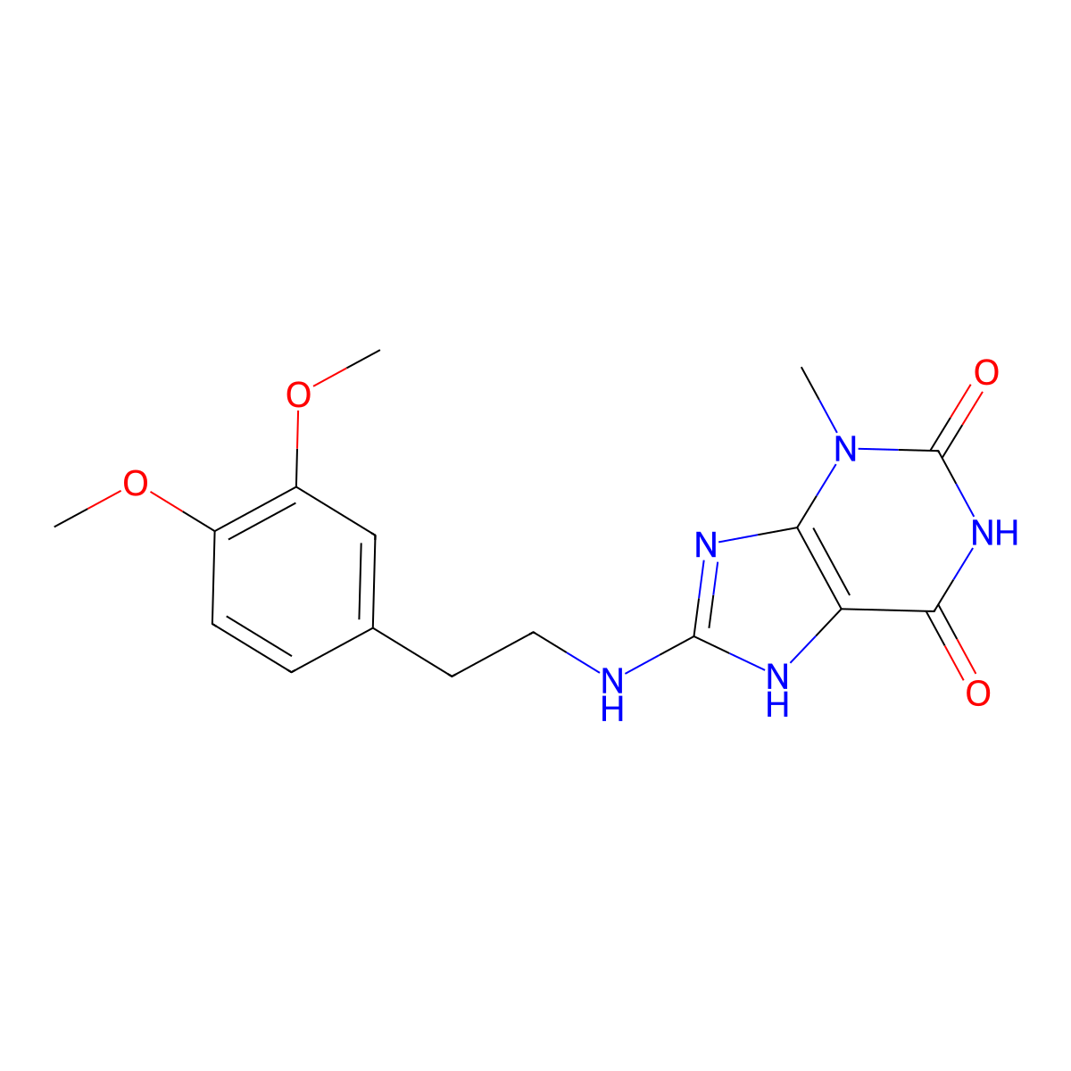 8-[2-(3,4-dimethoxyphenyl)ethylamino]-3-methyl-7H-purine-2,6-dione molecular structure, CAS 313380-52-8