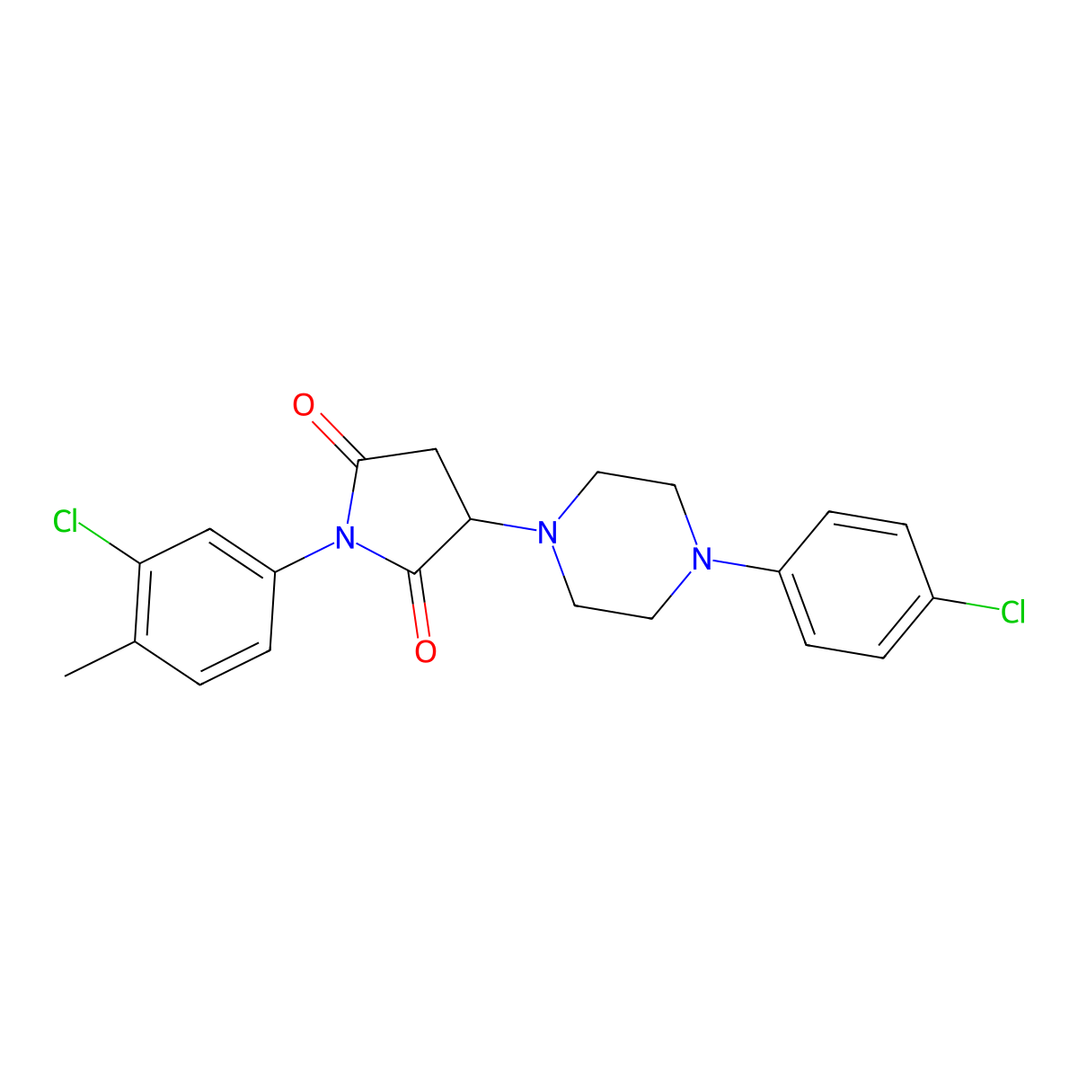 1-(3-Chloro-4-methylphenyl)-3-[4-(4-chlorophenyl)piperazin-1-yl]pyrrolidine-2,5-dione molecular structure, CAS 313380-67-5