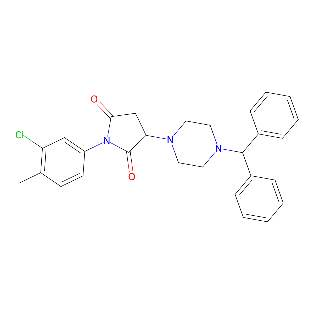 3-(4-Benzhydrylpiperazin-1-yl)-1-(3-chloro-4-methylphenyl)pyrrolidine-2,5-dione molecular structure, CAS 313380-68-6
