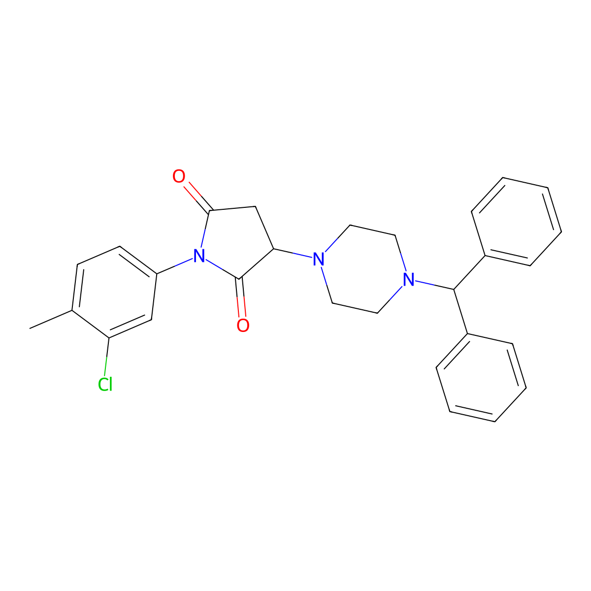 3-(4-Benzhydrylpiperazin-1-yl)-1-(3-chloro-4-methylphenyl)pyrrolidine-2,5-dione molecular structure, CAS 313380-68-6