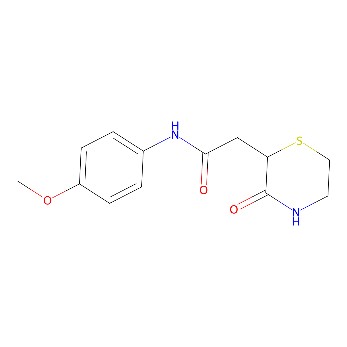 N-(4-methoxyphenyl)-2-(3-oxothiomorpholin-2-yl)acetamide molecular structure, CAS 313380-78-8
