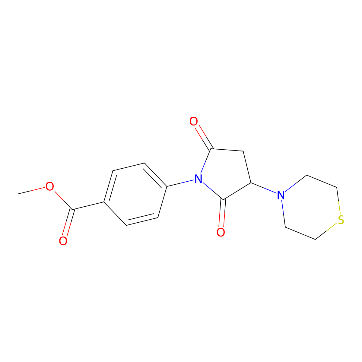 Methyl 4-(2,5-dioxo-3-thiomorpholin-4-ylpyrrolidin-1-yl)benzoate molecular structure, CAS 313380-80-2
