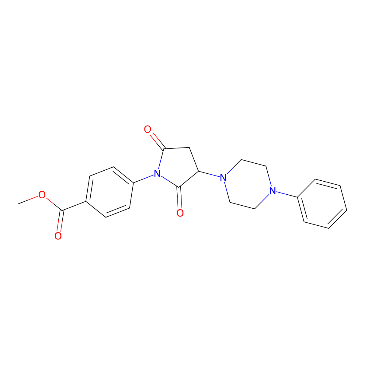 Methyl 4-[2,5-dioxo-3-(4-phenylpiperazin-1-yl)pyrrolidin-1-yl]benzoate molecular structure, CAS 313380-87-9