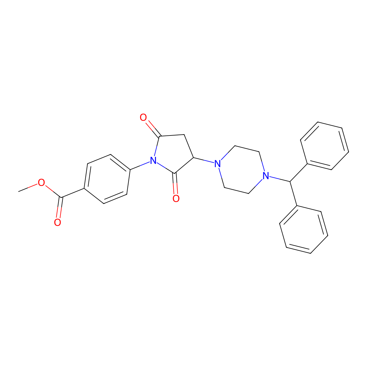 Methyl 4-[3-(4-benzhydrylpiperazin-1-yl)-2,5-dioxopyrrolidin-1-yl]benzoate molecular structure, CAS 313380-90-4