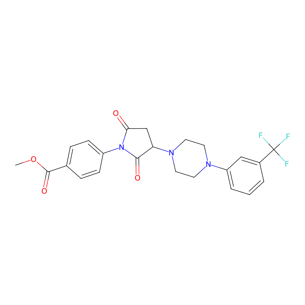 Methyl 4-(2,5-dioxo-3-{4-[3-(trifluoromethyl)phenyl]piperazin-1-yl}pyrrolidin-1-yl)benzoate molecular structure, CAS 313380-91-5