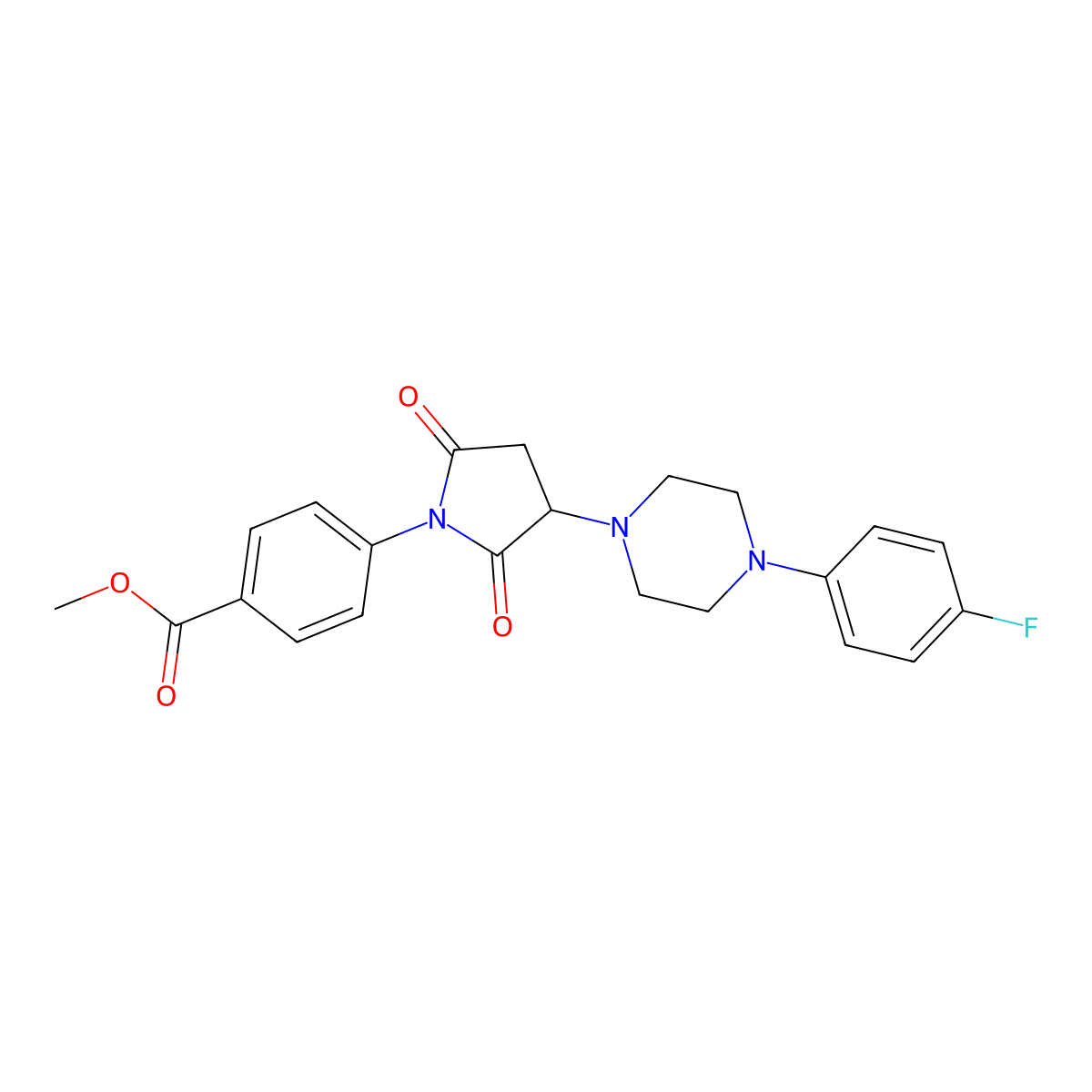 Methyl 4-[3-[4-(4-fluorophenyl)piperazin-1-yl]-2,5-dioxopyrrolidin-1-yl]benzoate molecular structure, CAS 313380-92-6
