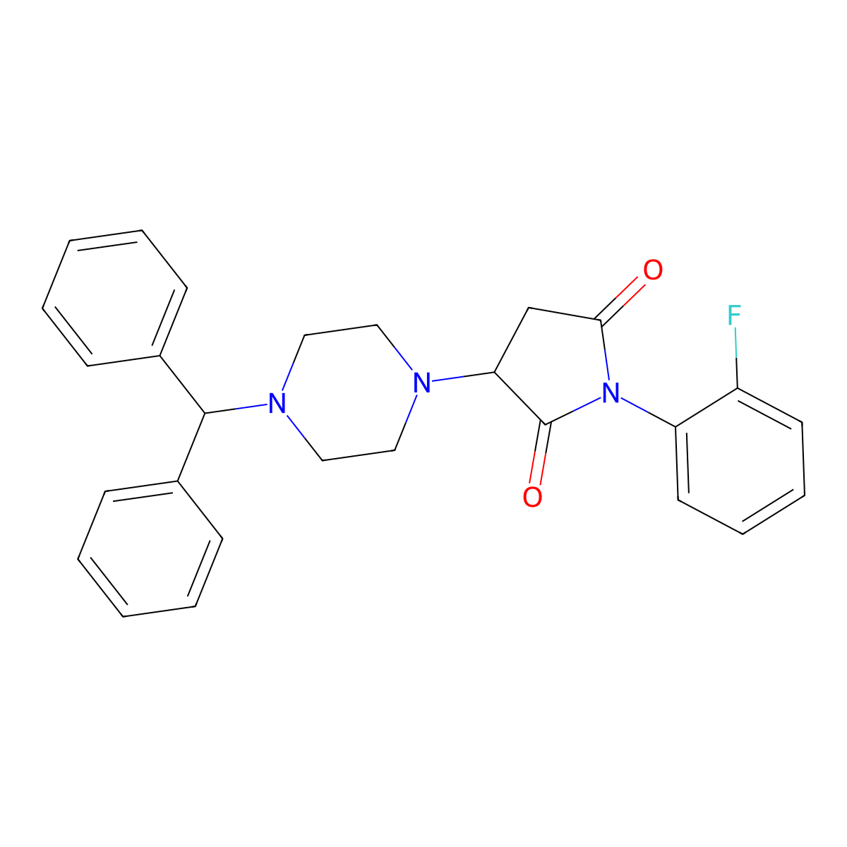 3-(4-Benzhydrylpiperazin-1-yl)-1-(2-fluorophenyl)pyrrolidine-2,5-dione molecular structure, CAS 313380-94-8