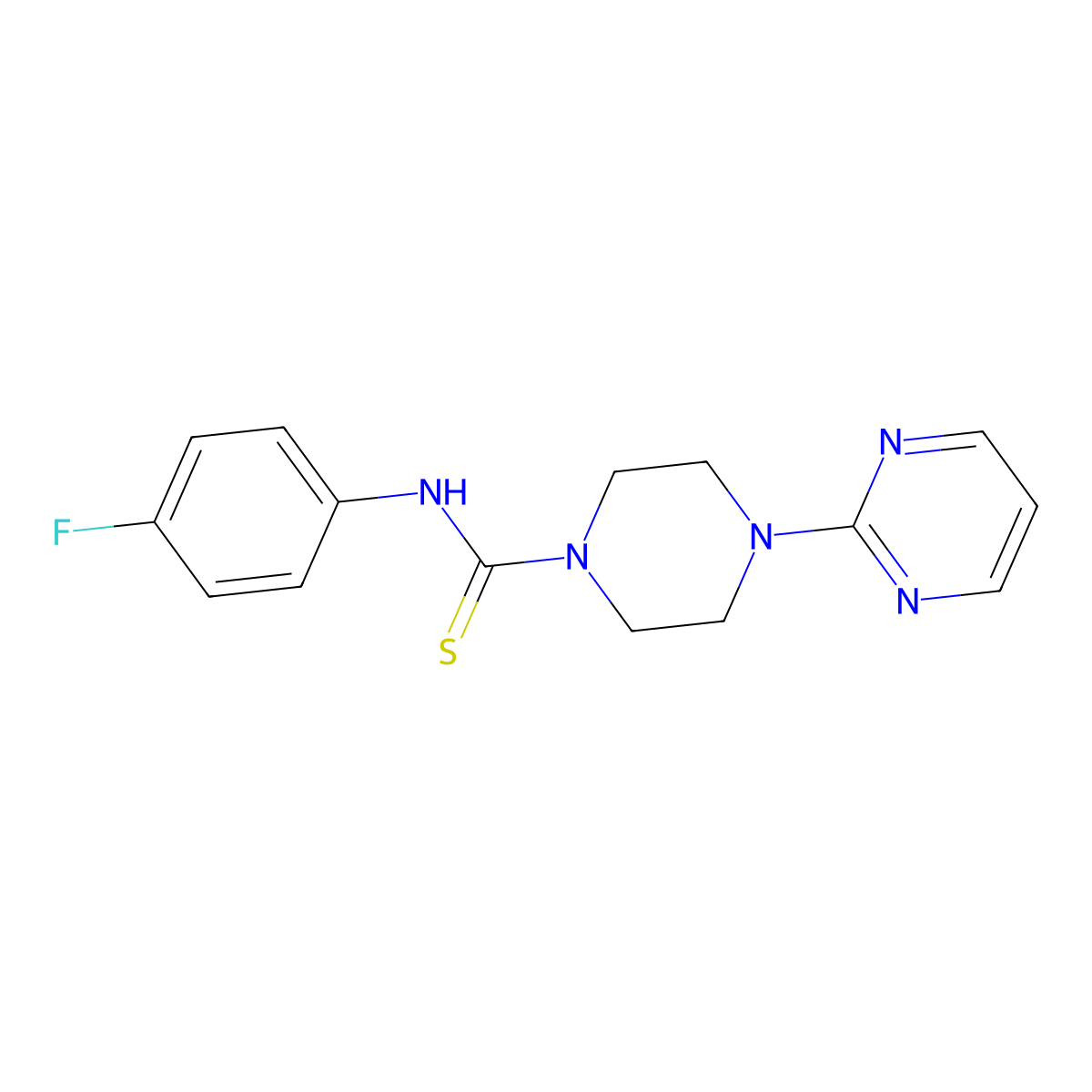N-(4-fluorophenyl)-4-pyrimidin-2-ylpiperazine-1-carbothioamide molecular structure, CAS 313381-13-4