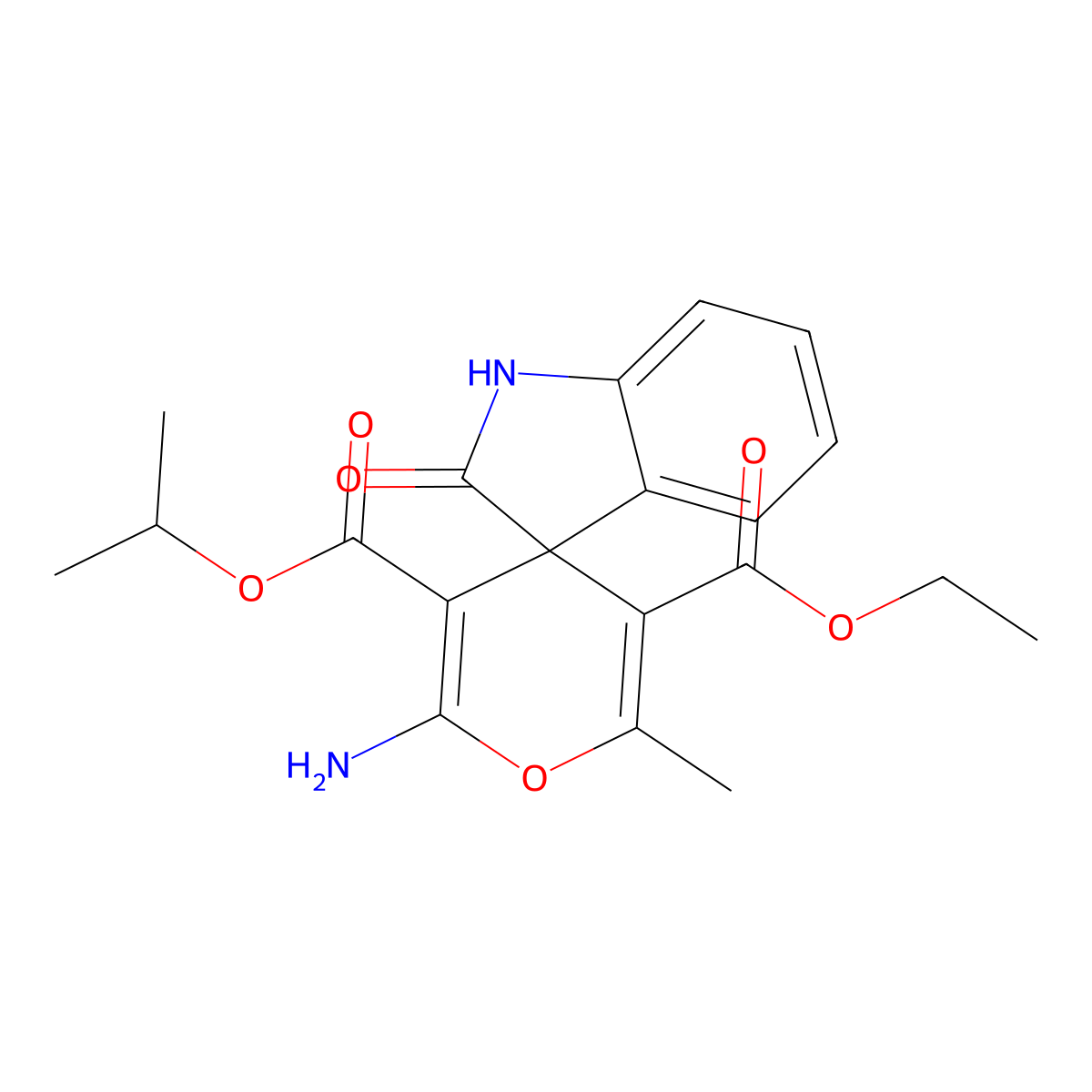 5'-Ethyl 3'-isopropyl 2'-amino-6'-methyl-2-oxospiro[indoline-3,4'-pyran]-3',5'-dicarboxylate molecular structure, CAS 313382-09-1