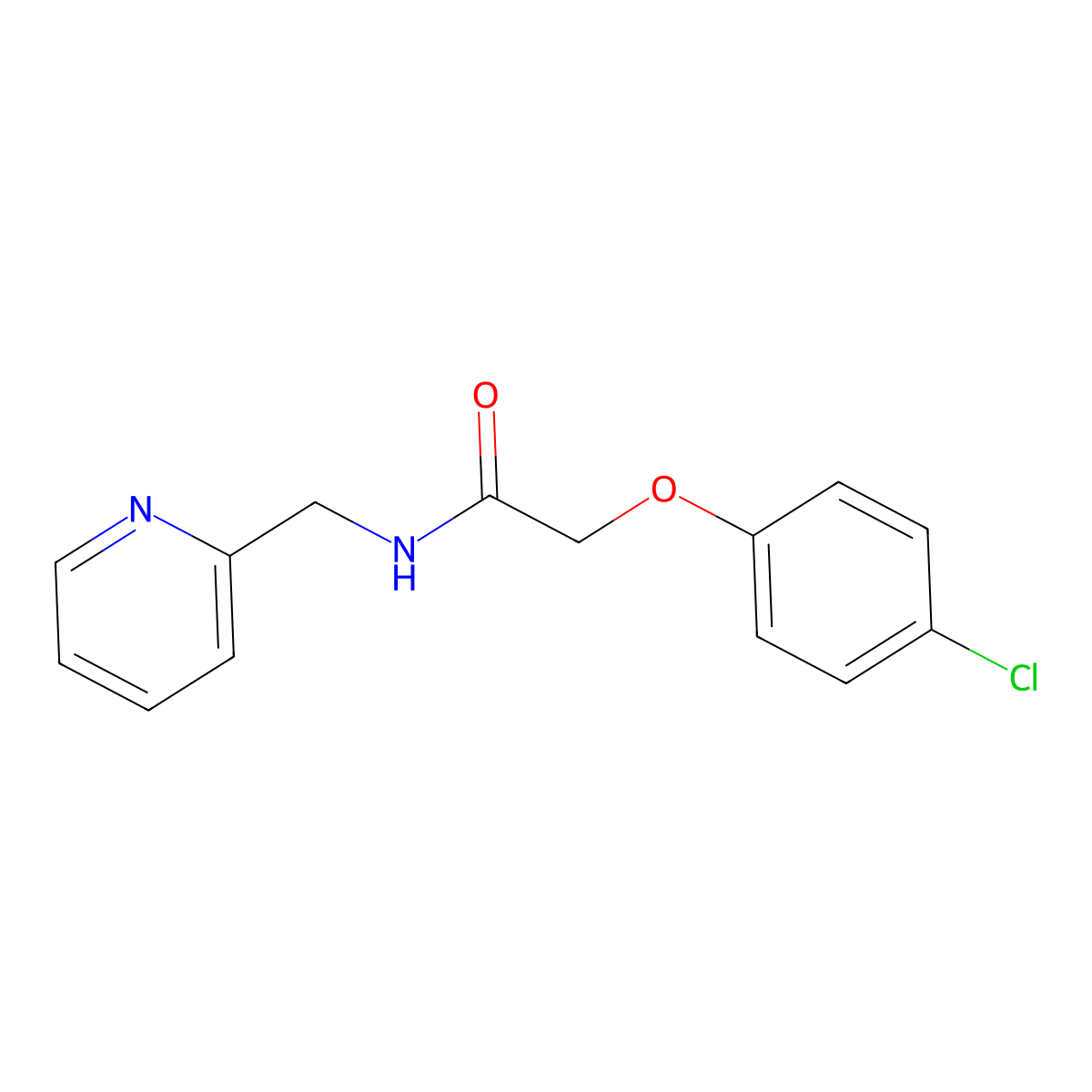 2-(4-chlorophenoxy)-N-(pyridin-2-ylmethyl)acetamide molecular structure, CAS 313382-20-6