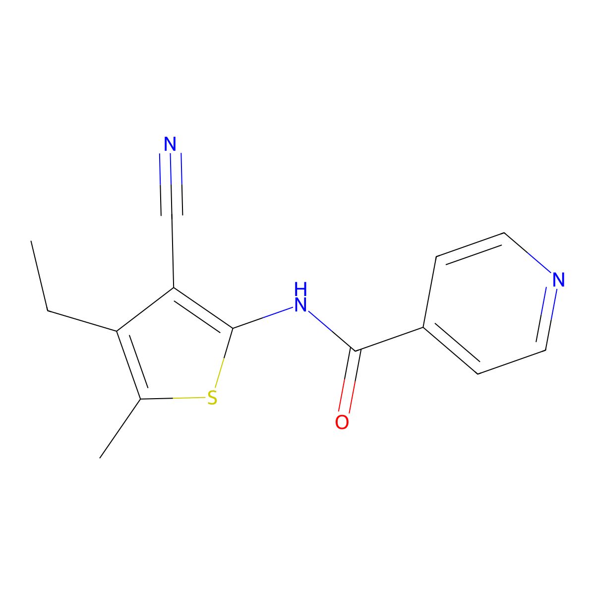 N-(3-cyano-4-ethyl-5-methylthiophen-2-yl)pyridine-4-carboxamide molecular structure, CAS 313382-21-7