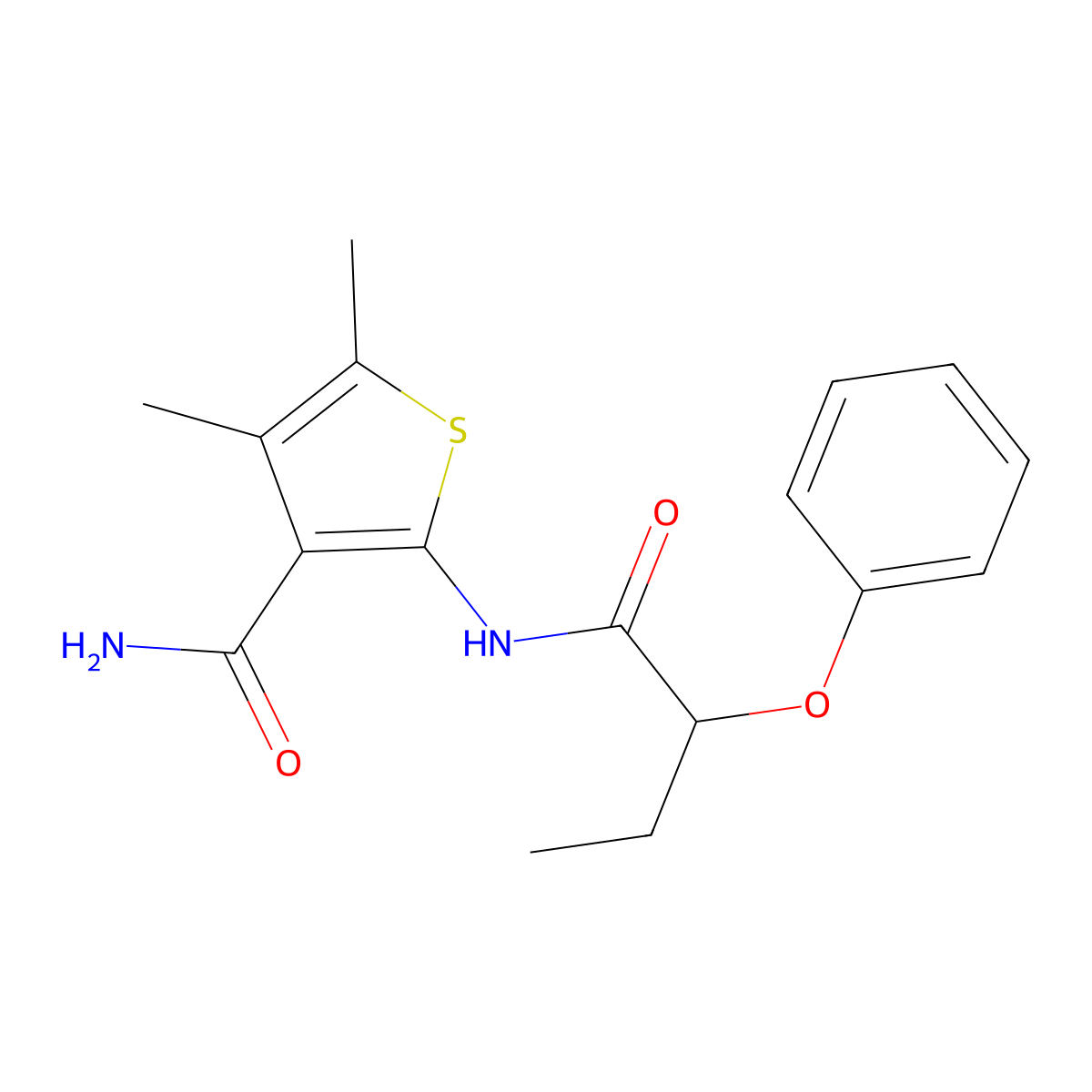 4,5-Dimethyl-2-(2-phenoxybutanoylamino)thiophene-3-carboxamide molecular structure, CAS 313382-40-0