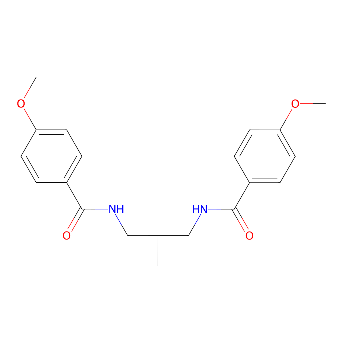 Benzamide, N,N'-(2,2-dimethyl-1,3-propanediyl)bis(4-methoxy- molecular structure, CAS 313382-42-2