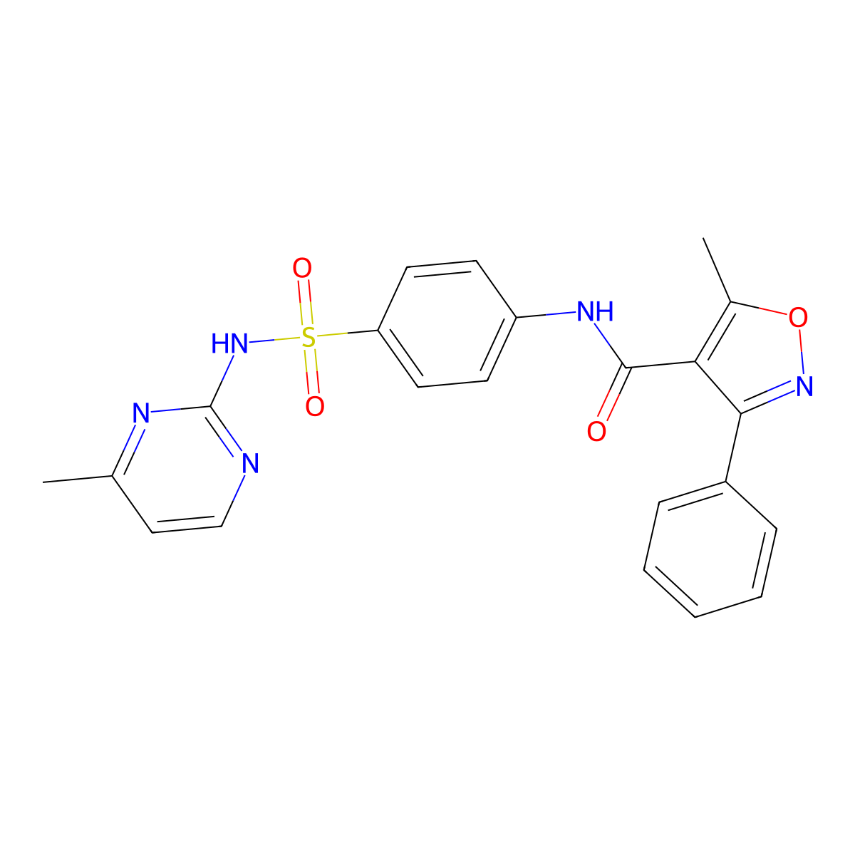 5-methyl-N-{4-[(4-methylpyrimidin-2-yl)sulfamoyl]phenyl}-3-phenyl-1,2-oxazole-4-carboxamide molecular structure, CAS 313385-34-1