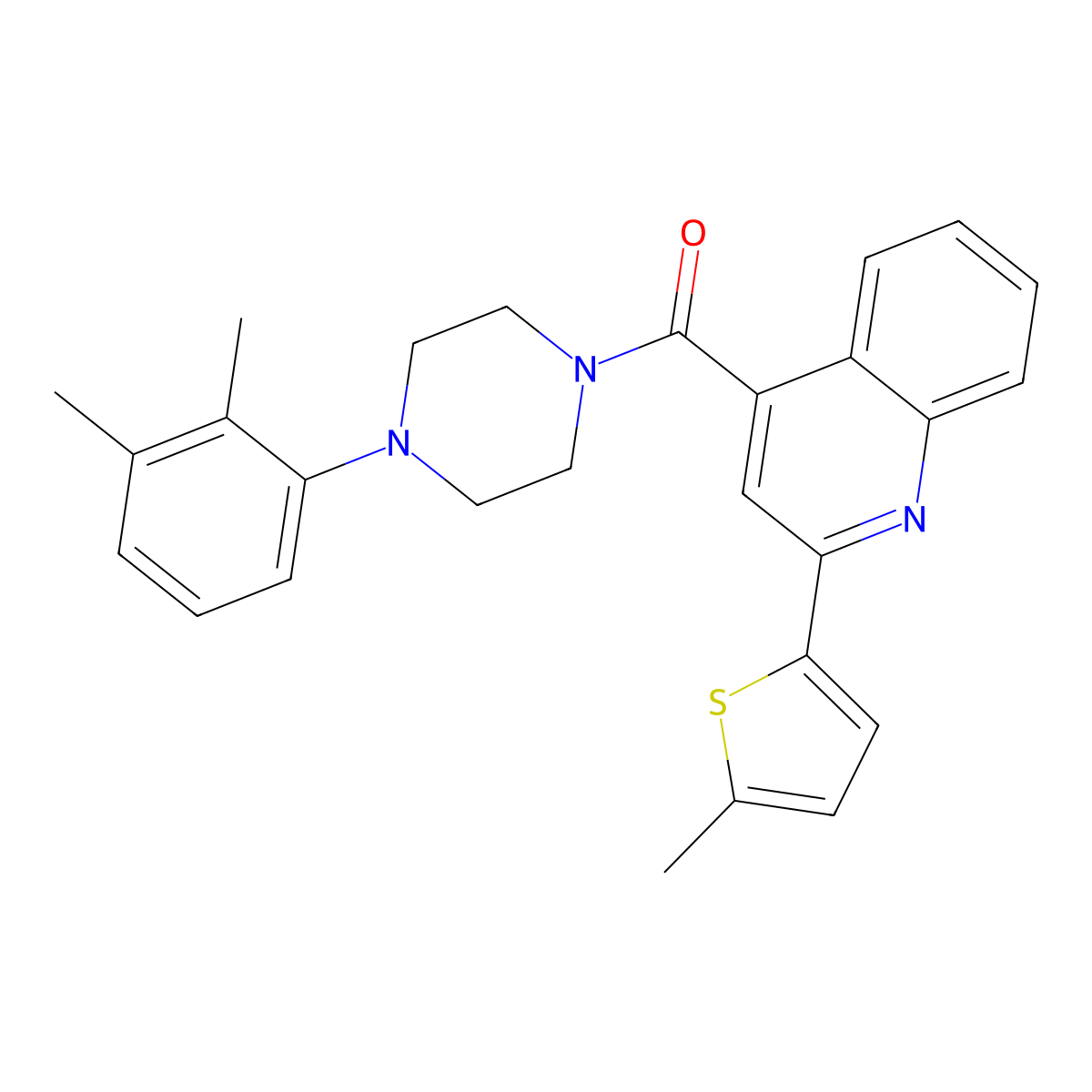 [4-(2,3-Dimethylphenyl)piperazin-1-yl]-[2-(5-methylthiophen-2-yl)quinolin-4-yl]methanone molecular structure, CAS 313385-37-4