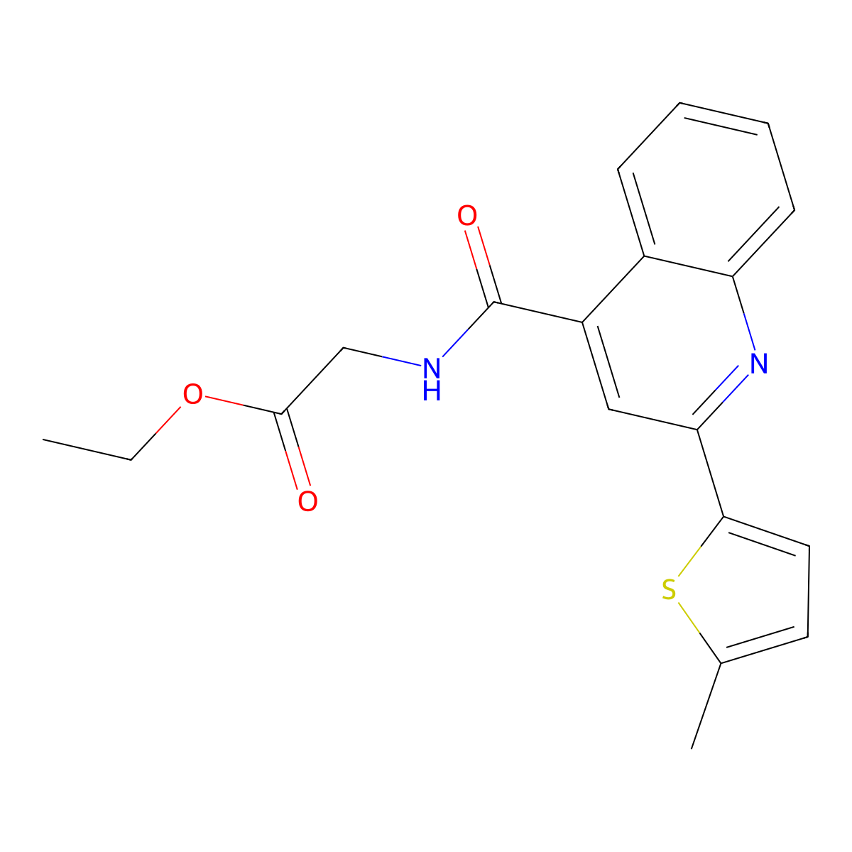 Ethyl 2-{[2-(5-methyl-2-thienyl)-4-quinolyl]carbonylamino}acetate molecular structure, CAS 313385-52-3