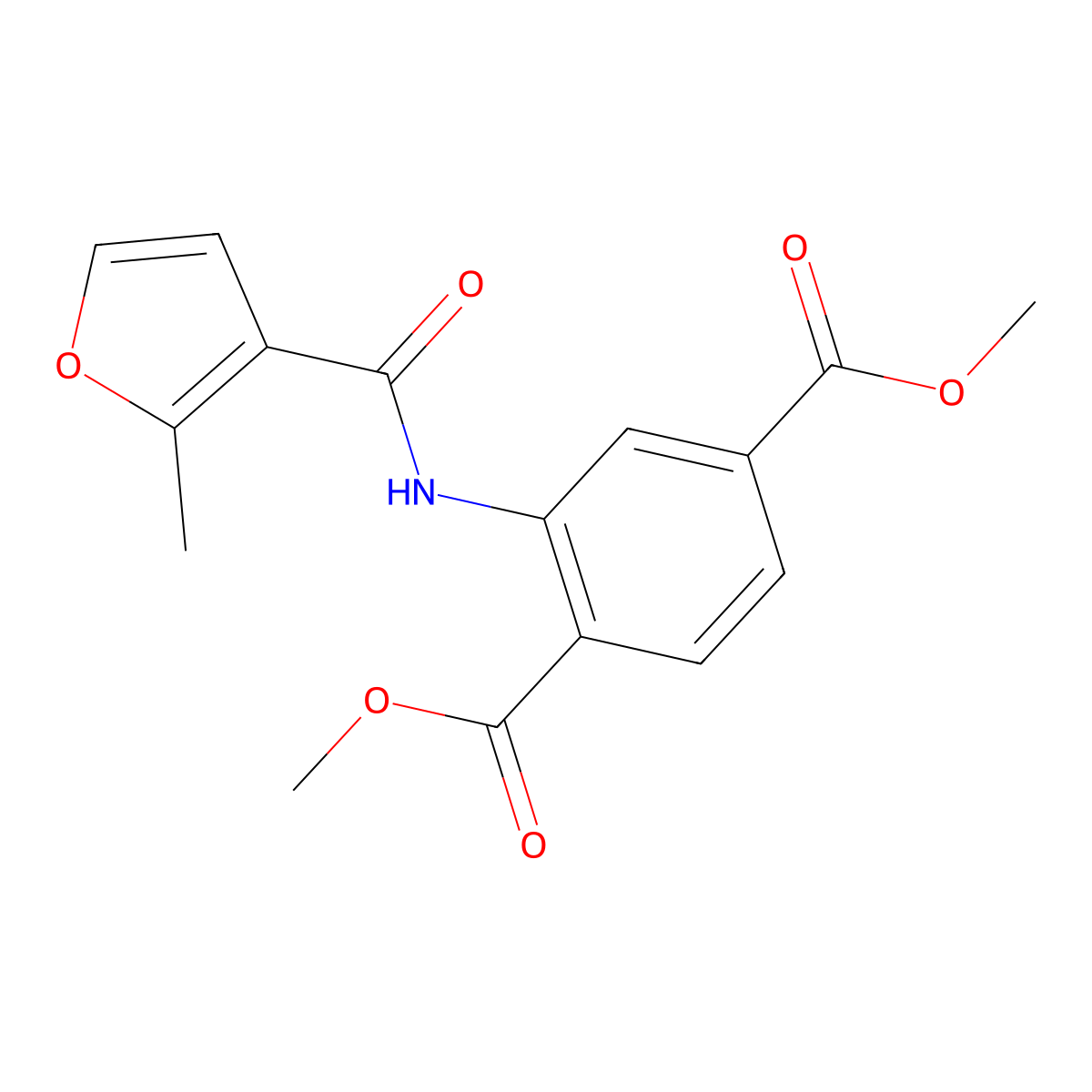 Dimethyl 2-[(2-methyl-3-furoyl)amino]terephthalate molecular structure, CAS 313385-53-4