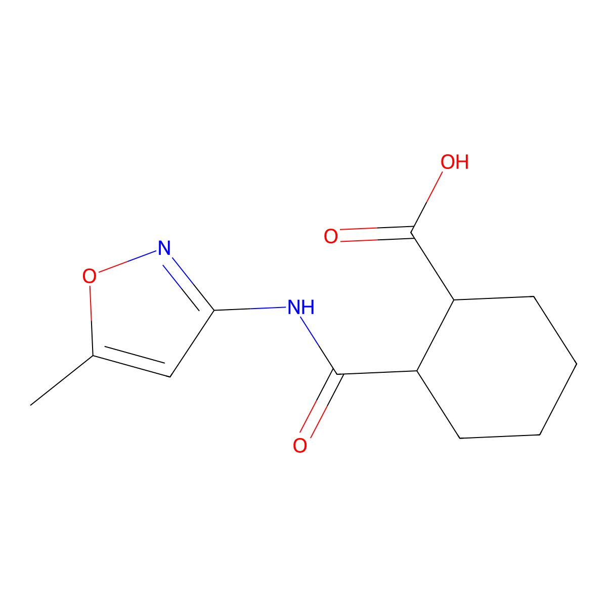 2-(N-(5-Methylisoxazol-3-yl)carbamoyl)cyclohexanecarboxylic acid molecular structure, CAS 313385-57-8