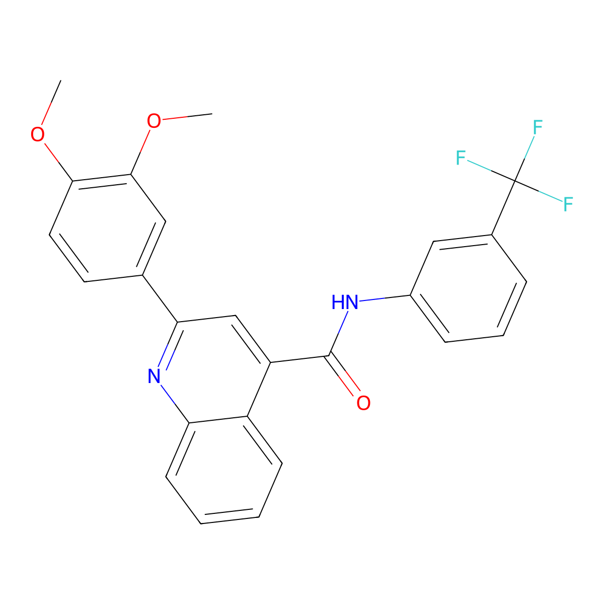 2-(3,4-dimethoxyphenyl)-N-[3-(trifluoromethyl)phenyl]quinoline-4-carboxamide molecular structure, CAS 313385-58-9