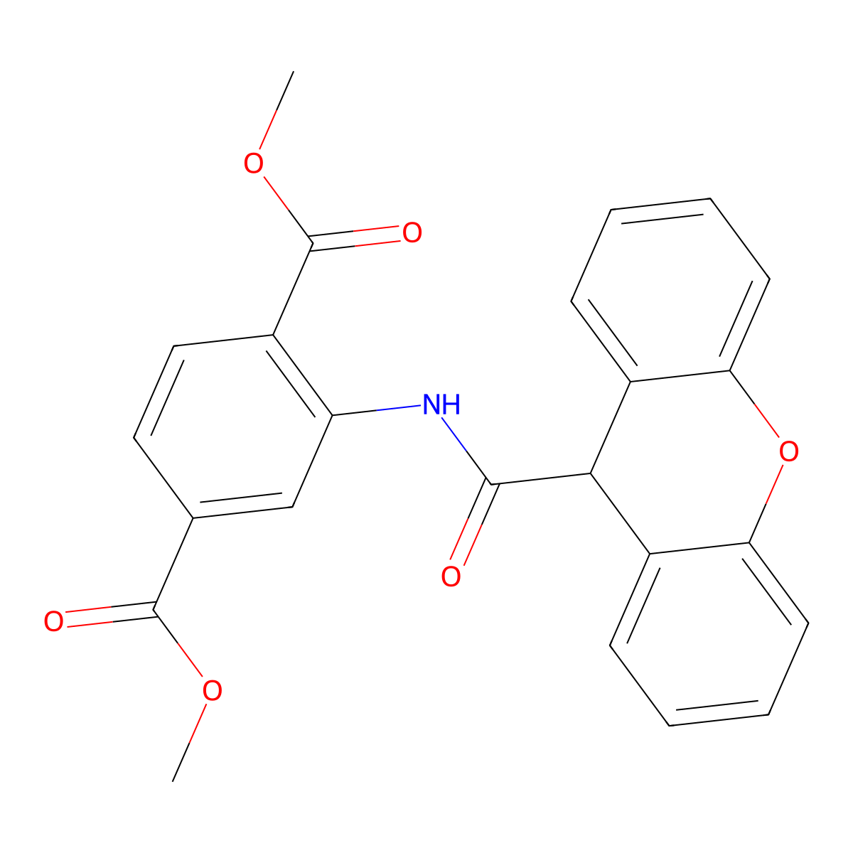 dimethyl 2-[(9H-xanthen-9-ylcarbonyl)amino]terephthalate molecular structure, CAS 313385-70-5