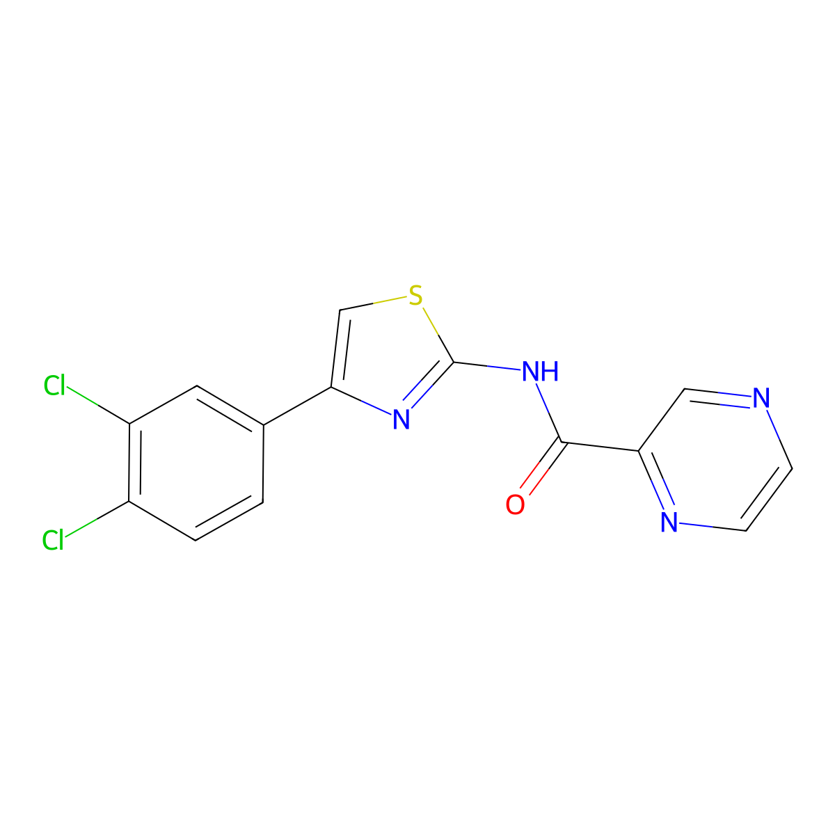 N-[4-(3,4-dichlorophenyl)-1,3-thiazol-2-yl]pyrazine-2-carboxamide molecular structure, CAS 313385-71-6
