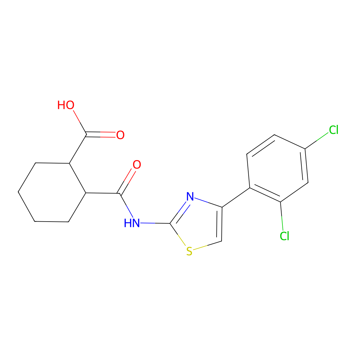 2-{[4-(2,4-Dichlorophenyl)-1,3-thiazol-2-yl]carbamoyl}cyclohexanecarboxylic acid molecular structure, CAS 313385-73-8