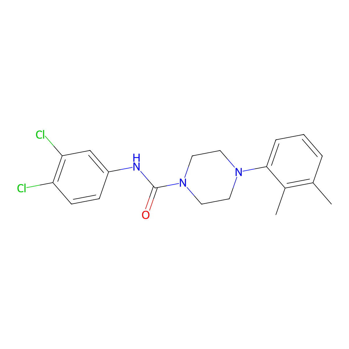 N-(3,4-dichlorophenyl)-4-(2,3-dimethylphenyl)piperazine-1-carboxamide molecular structure, CAS 313385-81-8