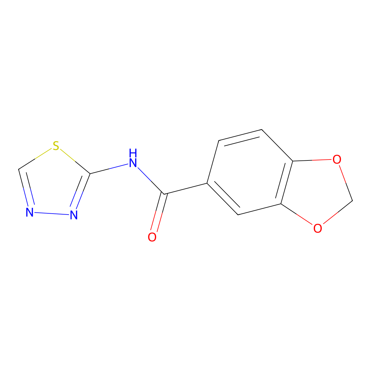 N-(1,3,4-thiadiazol-2-yl)-1,3-benzodioxole-5-carboxamide molecular structure, CAS 313385-95-4