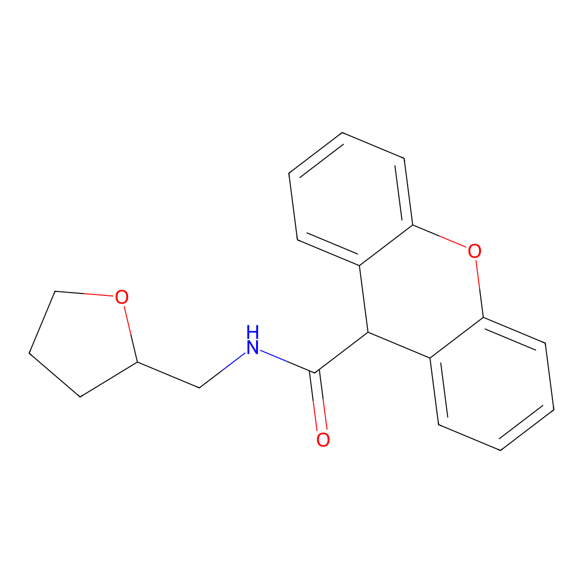 N-(oxolan-2-ylmethyl)-9H-xanthene-9-carboxamide molecular structure, CAS 313386-04-8
