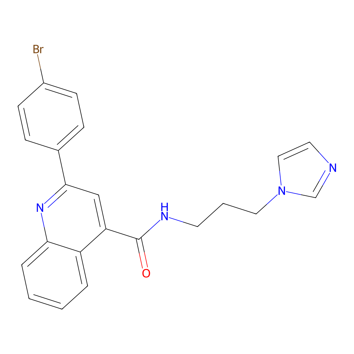 2-(4-bromophenyl)-N-(3-imidazol-1-ylpropyl)quinoline-4-carboxamide molecular structure, CAS 313386-14-0