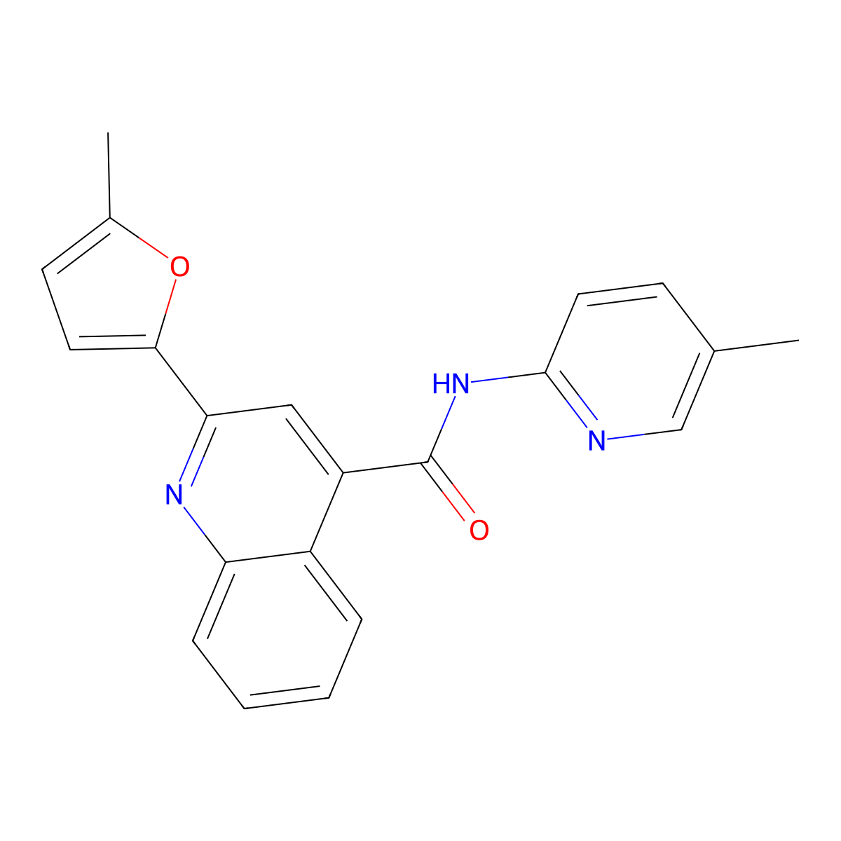 2-(5-methylfuran-2-yl)-N-(5-methylpyridin-2-yl)quinoline-4-carboxamide molecular structure, CAS 313386-30-0