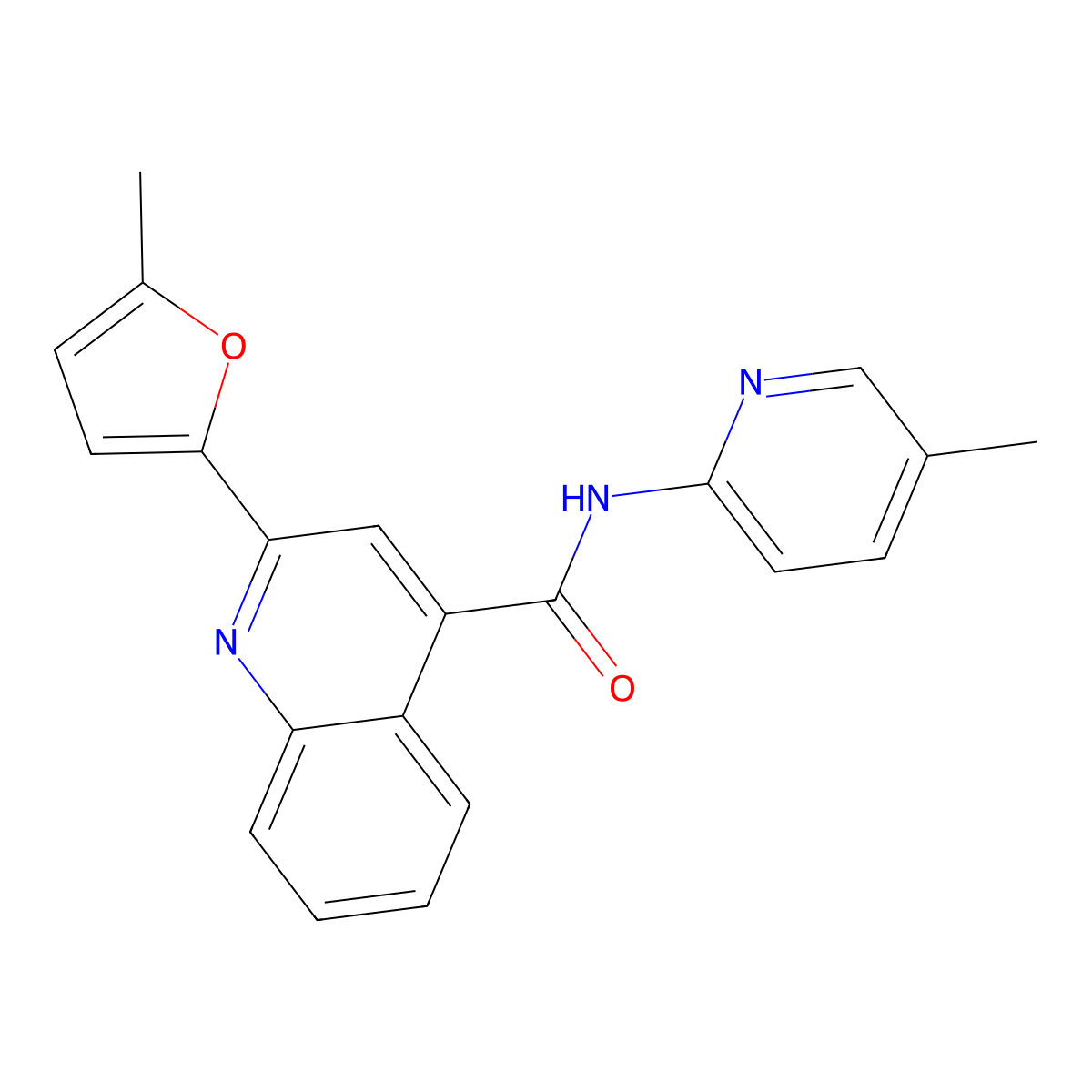 2-(5-methylfuran-2-yl)-N-(5-methylpyridin-2-yl)quinoline-4-carboxamide molecular structure, CAS 313386-30-0