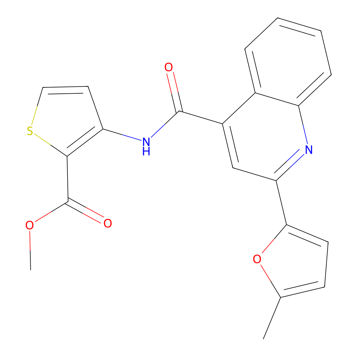 Methyl 3-[[2-(5-methylfuran-2-yl)quinoline-4-carbonyl]amino]thiophene-2-carboxylate molecular structure, CAS 313386-40-2