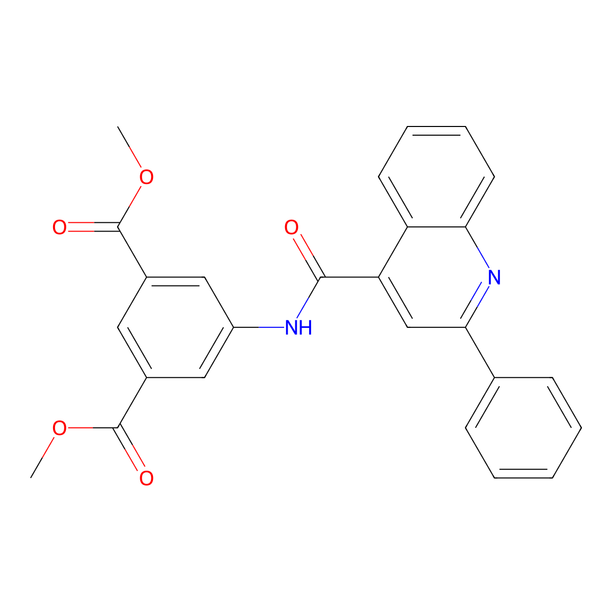 Dimethyl 5-{[(2-phenyl-4-quinolinyl)carbonyl]amino}isophthalate molecular structure, CAS 313386-53-7