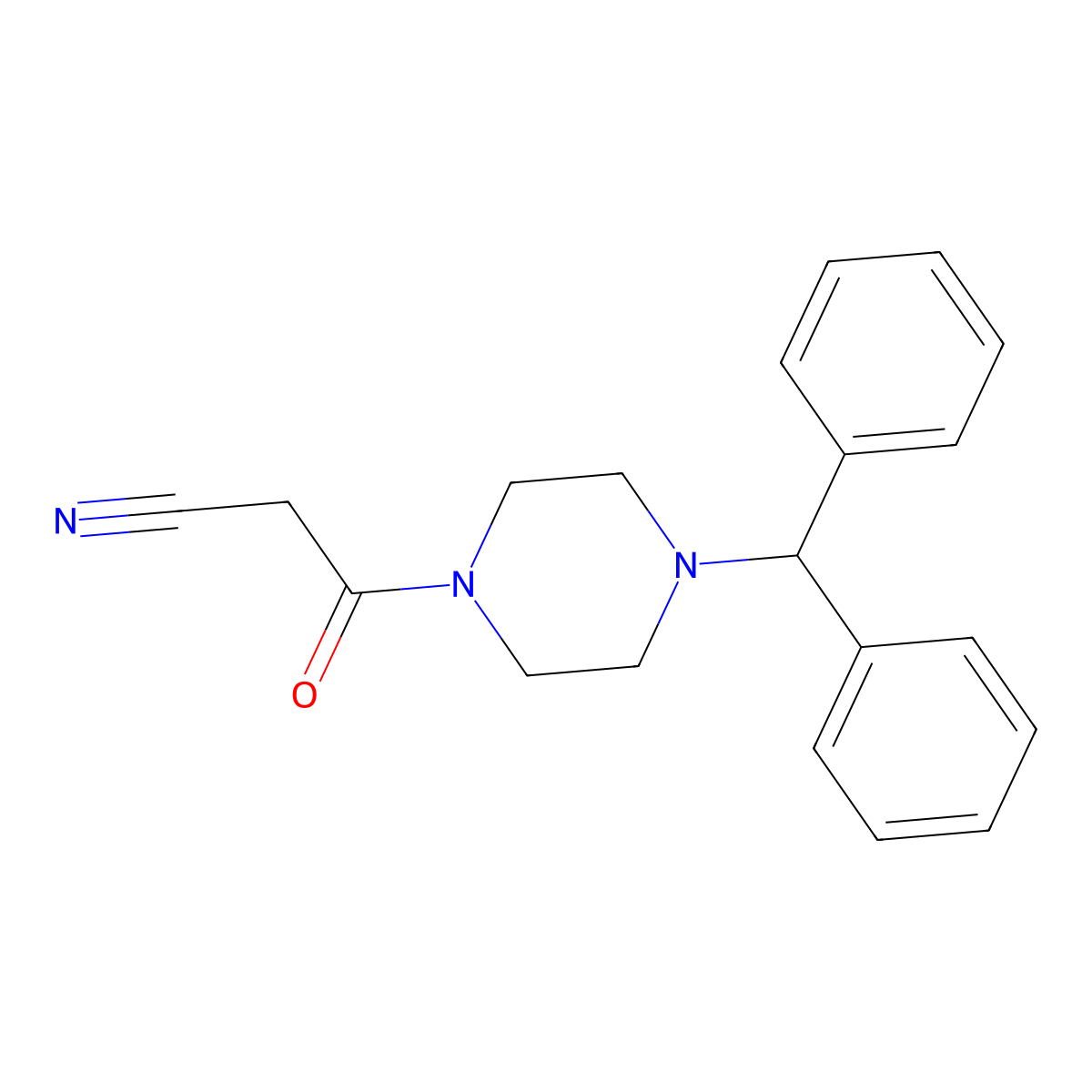 3-[4-(Diphenylmethyl)piperazin-1-yl]-3-oxopropanenitrile molecular structure, CAS 313386-55-9