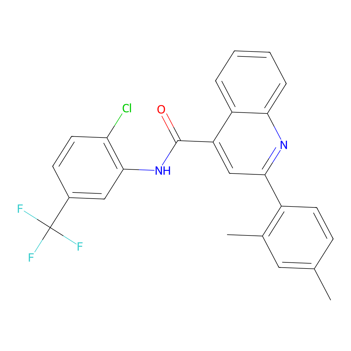 N-[2-chloro-5-(trifluoromethyl)phenyl]-2-(2,4-dimethylphenyl)quinoline-4-carboxamide molecular structure, CAS 313386-57-1
