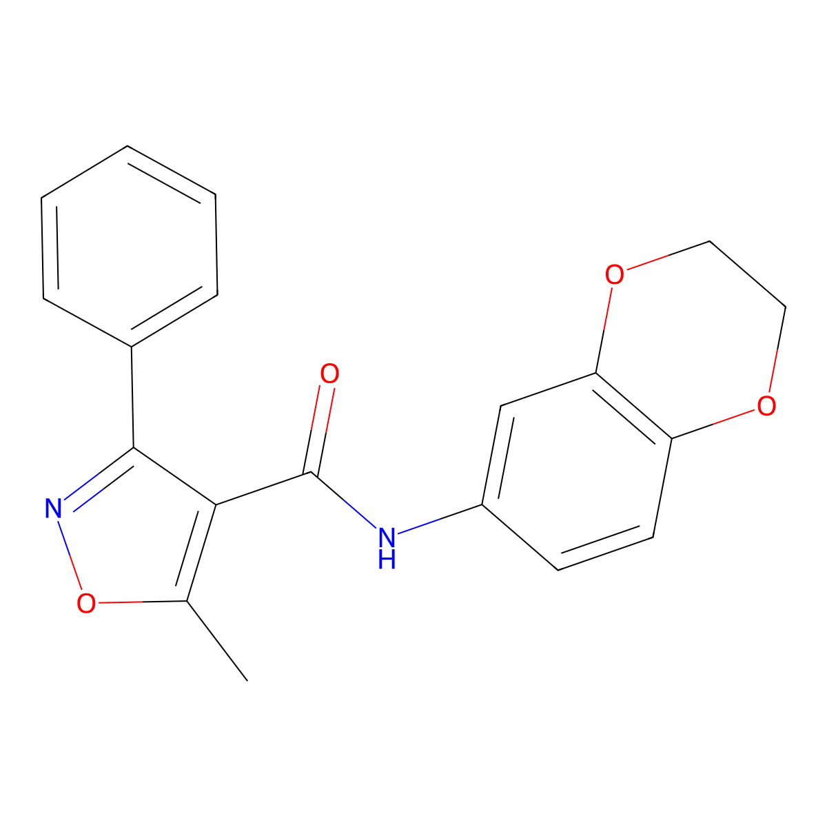 N-(2,3-dihydro-1,4-benzodioxin-6-yl)-5-methyl-3-phenyl-1,2-oxazole-4-carboxamide molecular structure, CAS 313386-83-3