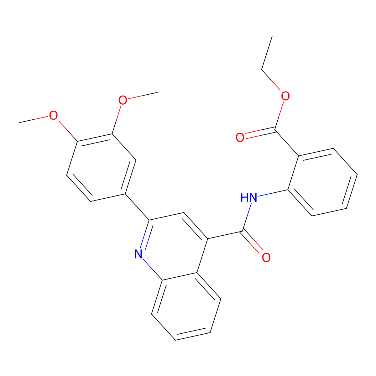 Ethyl 2-[[2-(3,4-dimethoxyphenyl)quinoline-4-carbonyl]amino]benzoate molecular structure, CAS 313386-94-6