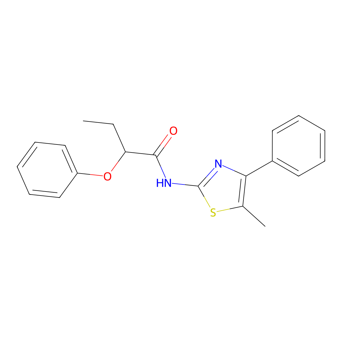 N-(5-methyl-4-phenyl-1,3-thiazol-2-yl)-2-phenoxybutanamide molecular structure, CAS 313387-08-5