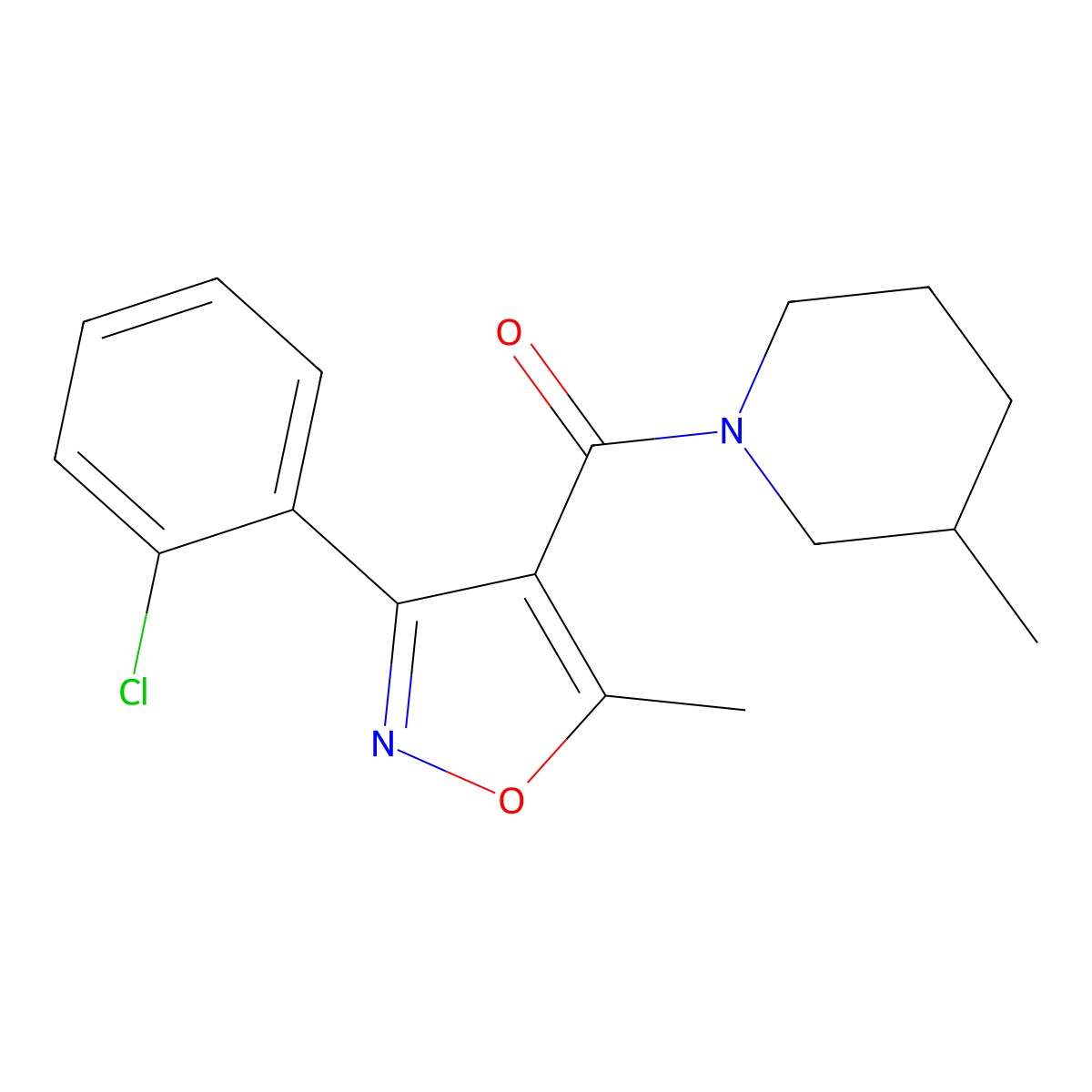 [3-(2-Chlorophenyl)-5-methyl-1,2-oxazol-4-yl]-(3-methylpiperidin-1-yl)methanone molecular structure, CAS 313387-09-6