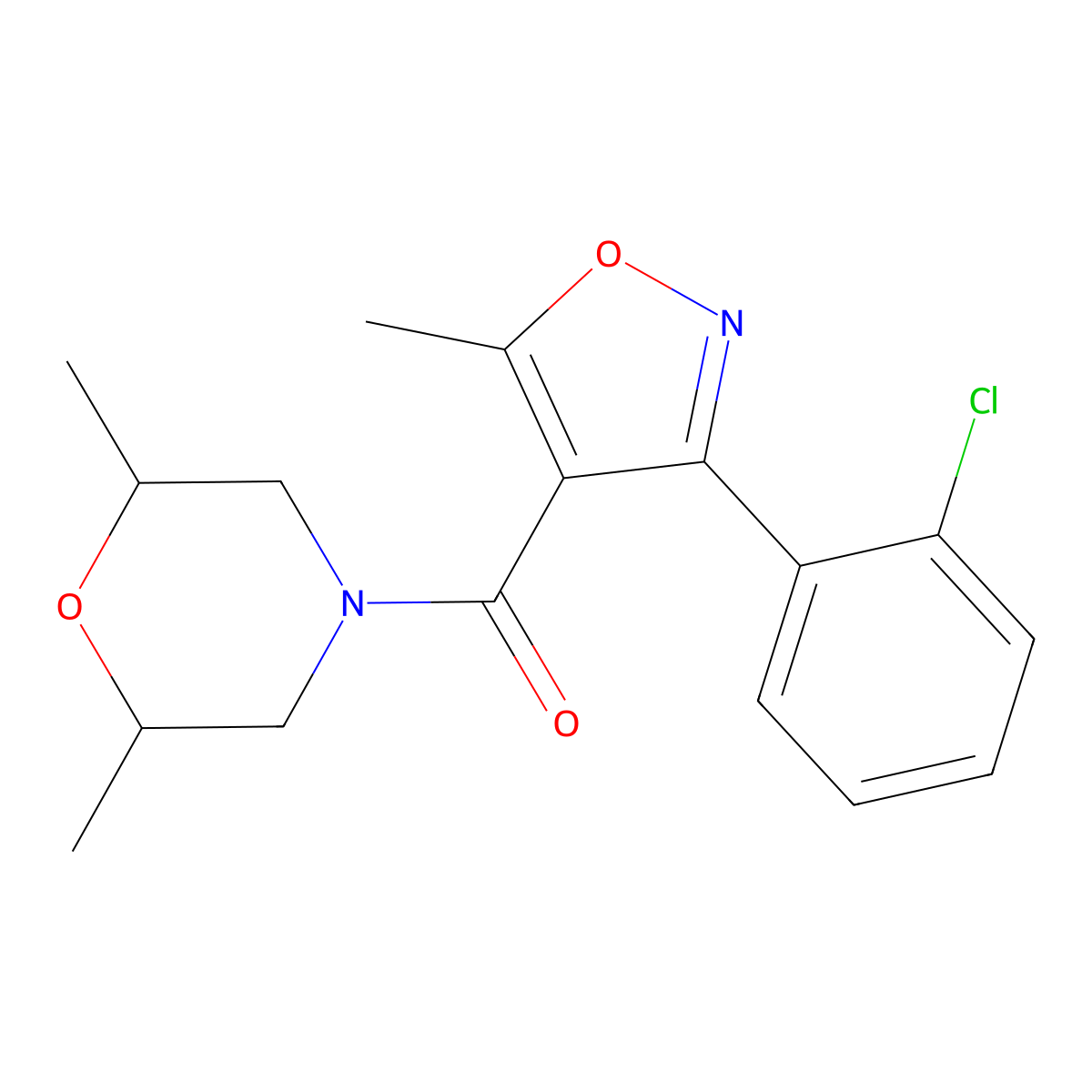 4-{[3-(2-Chlorophenyl)-5-methyl-4-isoxazolyl]carbonyl}-2,6-dimethylmorpholine molecular structure, CAS 313387-10-9