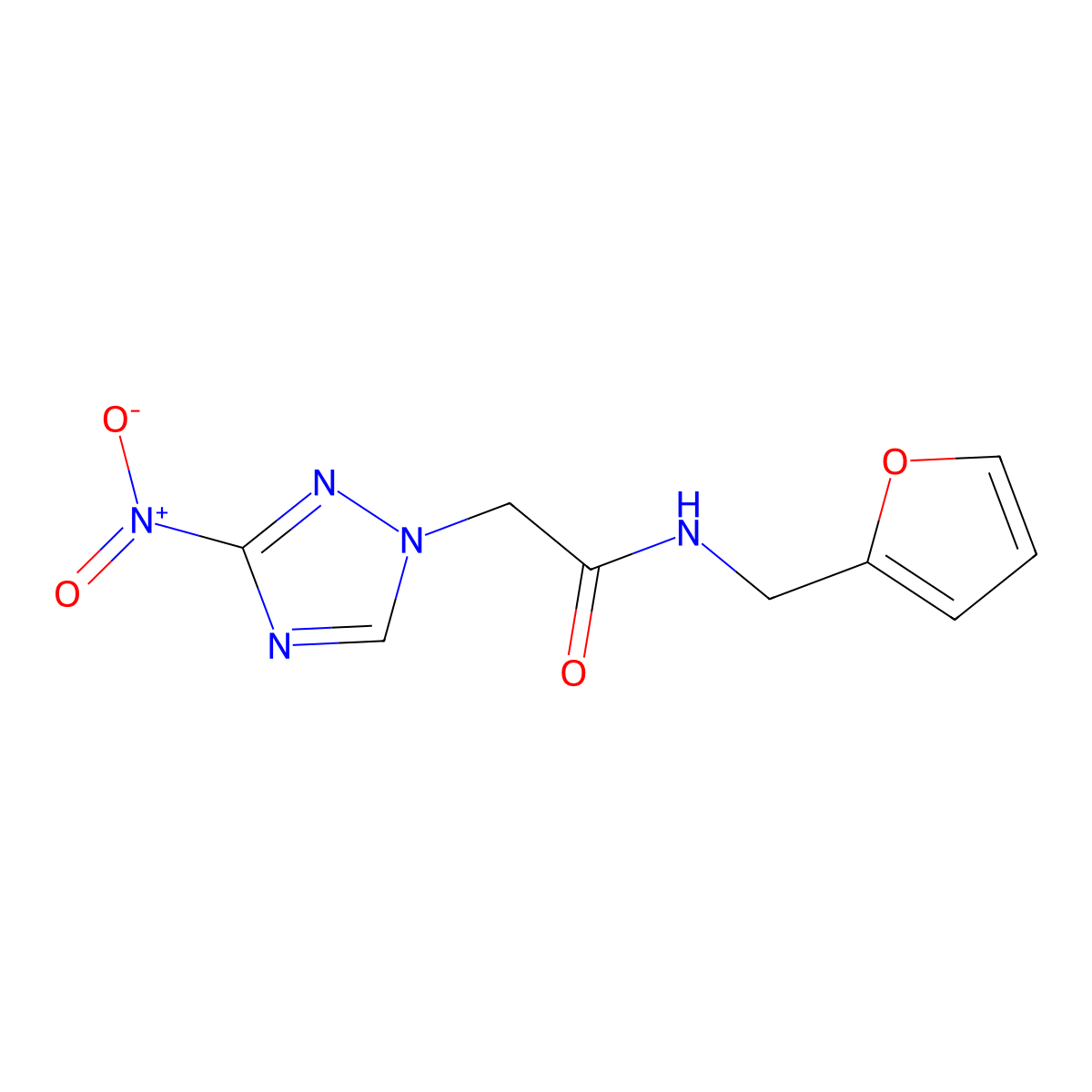 N-(furan-2-ylmethyl)-2-(3-nitro-1,2,4-triazol-1-yl)acetamide molecular structure, CAS 313387-25-6