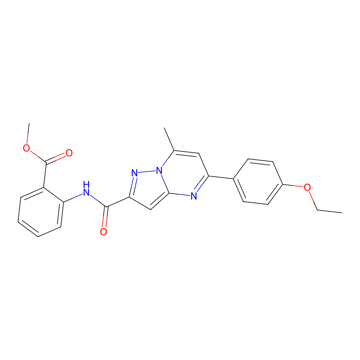 Methyl 2-[[5-(4-ethoxyphenyl)-7-methylpyrazolo[1,5-a]pyrimidine-2-carbonyl]amino]benzoate molecular structure, CAS 313387-59-6
