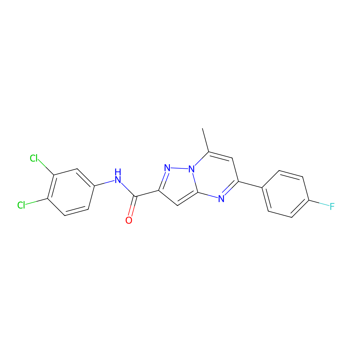 N-(3,4-dichlorophenyl)-5-(4-fluorophenyl)-7-methylpyrazolo[1,5-a]pyrimidine-2-carboxamide molecular structure, CAS 313387-80-3