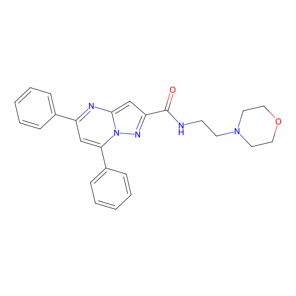 N-(2-morpholin-4-ylethyl)-5,7-diphenylpyrazolo[1,5-a]pyrimidine-2-carboxamide molecular structure, CAS 313387-89-2