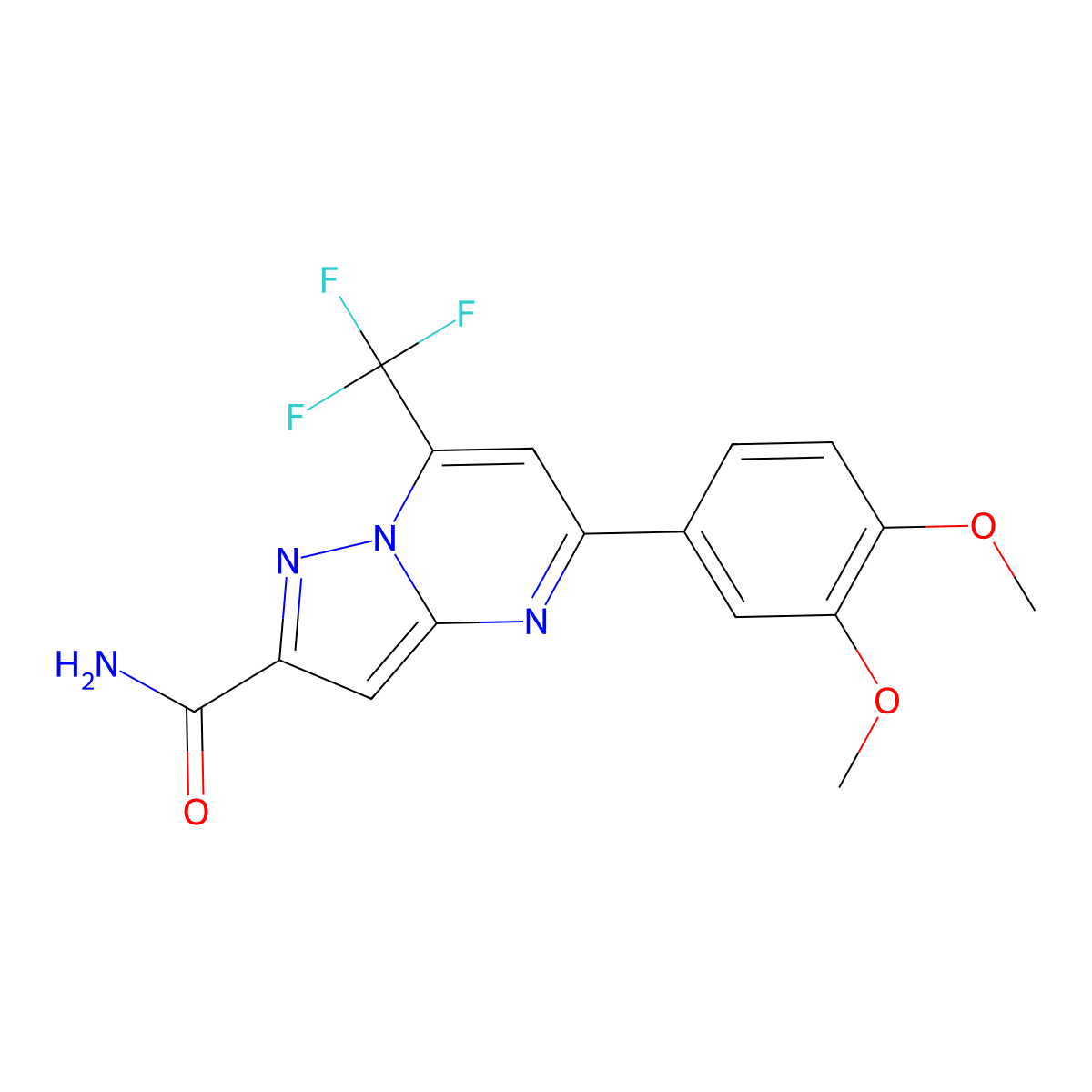 5-(3,4-Dimethoxyphenyl)-7-(trifluoromethyl)pyrazolo[1,5-a]pyrimidine-2-carboxamide molecular structure, CAS 313387-92-7