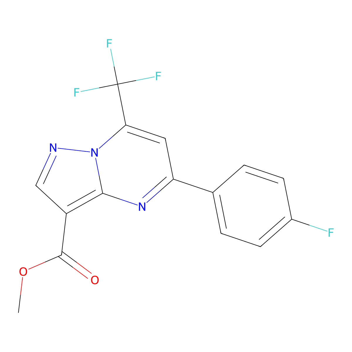 Methyl 5-(4-fluorophenyl)-7-(trifluoromethyl)pyrazolo[1,5-a]pyrimidine-3-carboxylate molecular structure, CAS 313388-04-4