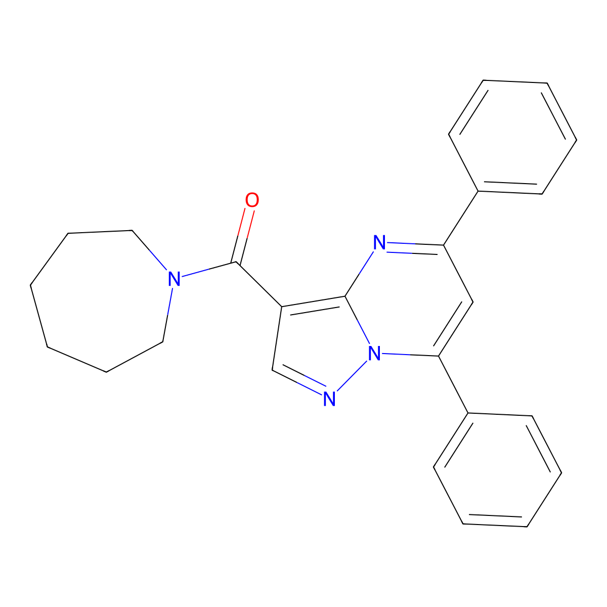 Azepan-1-yl(5,7-diphenylpyrazolo[1,5-a]pyrimidin-3-yl)methanone molecular structure, CAS 313388-52-2